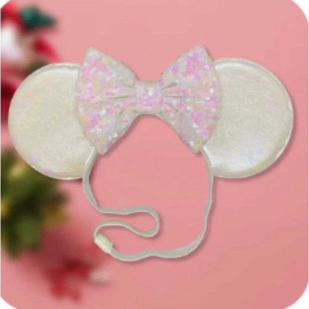 Two Sequin‎ Mickey Mouse Ear Headbands with Bows, Sparkly, Elastic, Stretchy - Picture 2 of 7